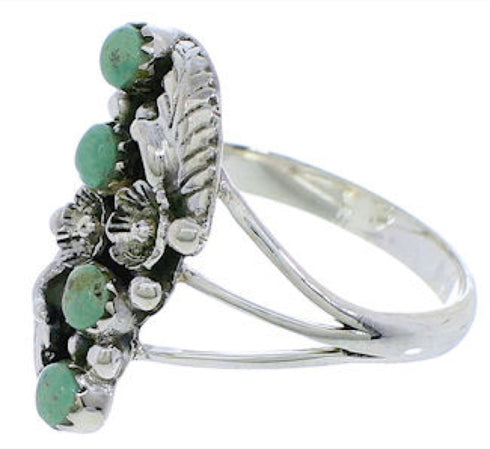 Turquoise And Sterling Silver Flower Ring Size 8-1/4 EX45259